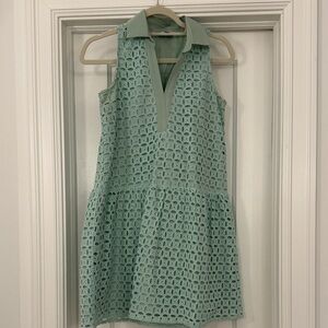 Mint Green Sleeveless Eyelet Dress